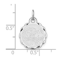 Sterling Silver Rhodium-plated A Date To Remember Disc Charm QC2089