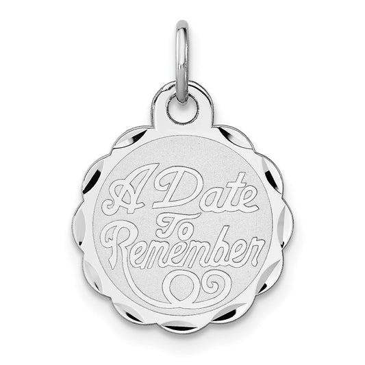 Sterling Silver Rhodium-plated A Date To Remember Disc Charm QC2089
