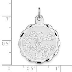 Sterling Silver Rhodium-plated A Date To Remember Disc Charm QC2102