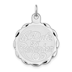 Sterling Silver Rhodium-plated A Date To Remember Disc Charm QC2102