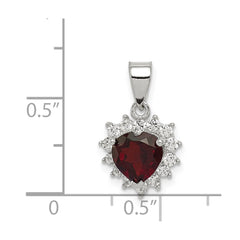 Sterling Silver Rhodium-plated Garnet and CZ Pendant QC2166