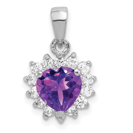 Sterling Silver Rhodium-plated Amethyst and CZ Pendant QC2177