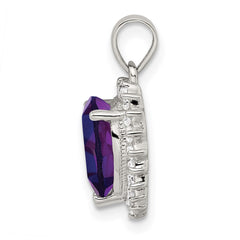 Sterling Silver Rhodium-plated Amethyst and CZ Pendant QC2178