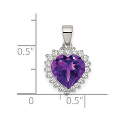 Sterling Silver Rhodium-plated Amethyst and CZ Pendant QC2178