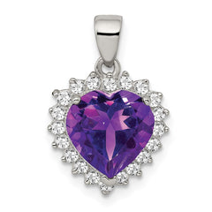 Sterling Silver Rhodium-plated Amethyst and CZ Pendant QC2178