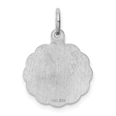 Sterling Silver Rhodium-plated I Love You Disc Charm QC2232