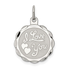 Sterling Silver Rhodium-plated I Love You Disc Charm QC2232