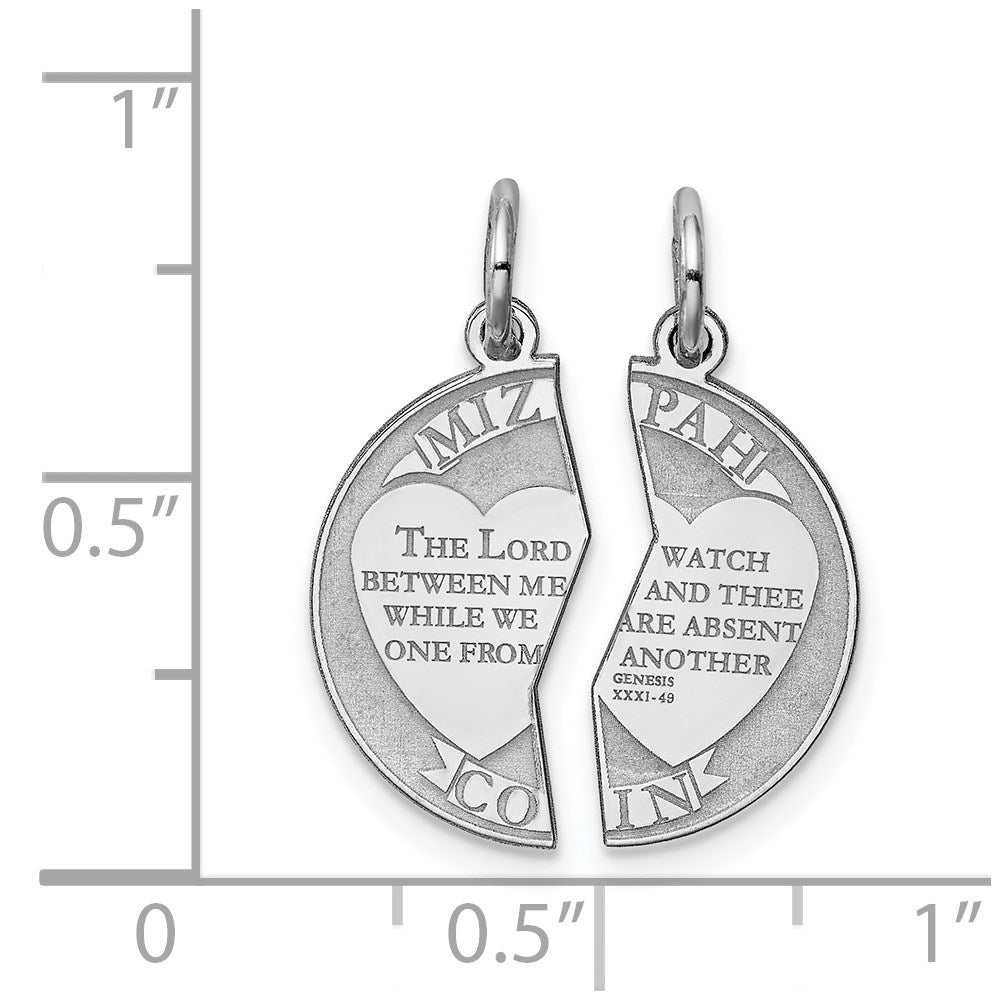 Sterling Silver Rhodium-plated Breakapart Mizpah Charm QC2241
