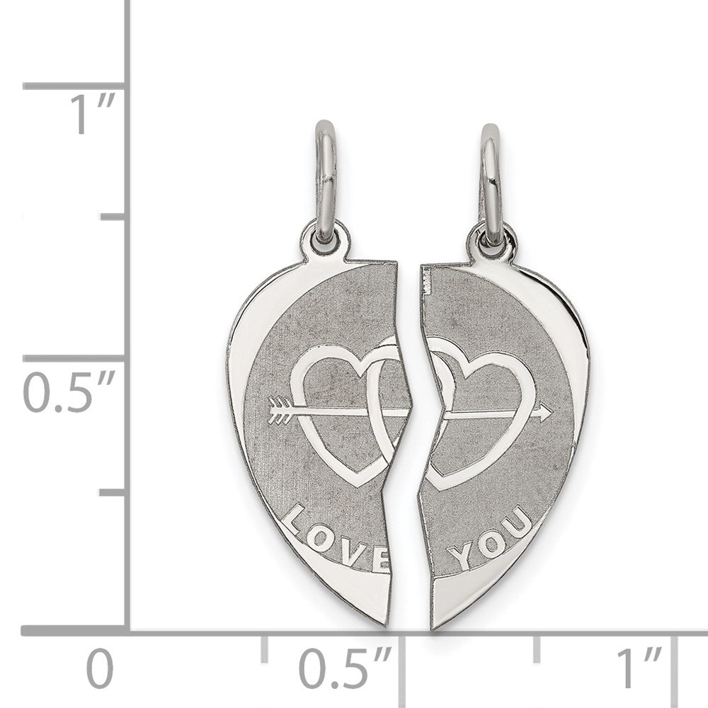 Sterling Silver Rhodium-plated 2-piece Love You Disc Charm QC2242