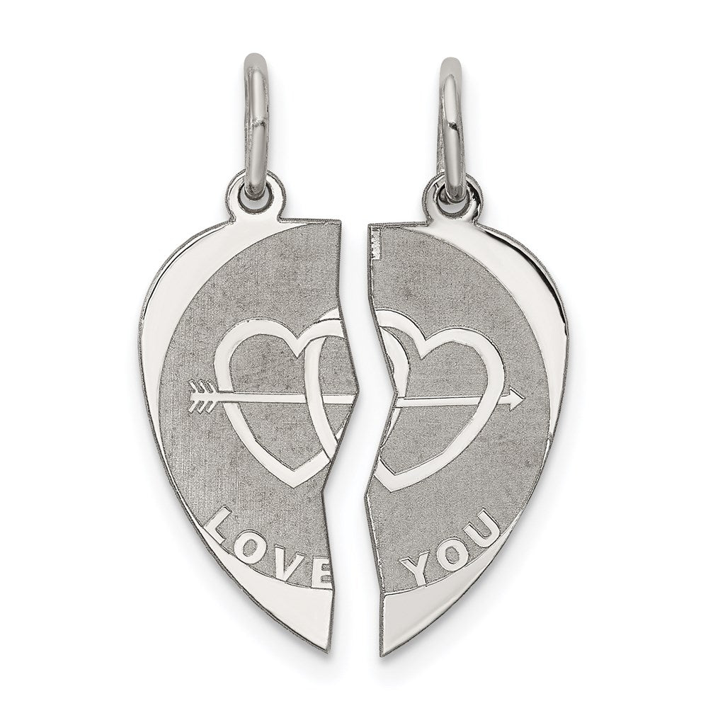 Sterling Silver Rhodium-plated 2-piece Love You Disc Charm QC2242