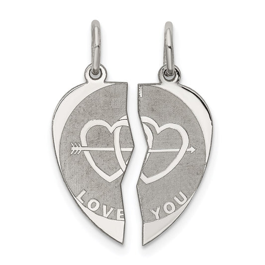 Sterling Silver Rhodium-plated 2-piece Love You Disc Charm QC2242