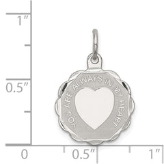 Sterling Silver Rhodium-plated Your Always In My Heart Disc Charm QC2245
