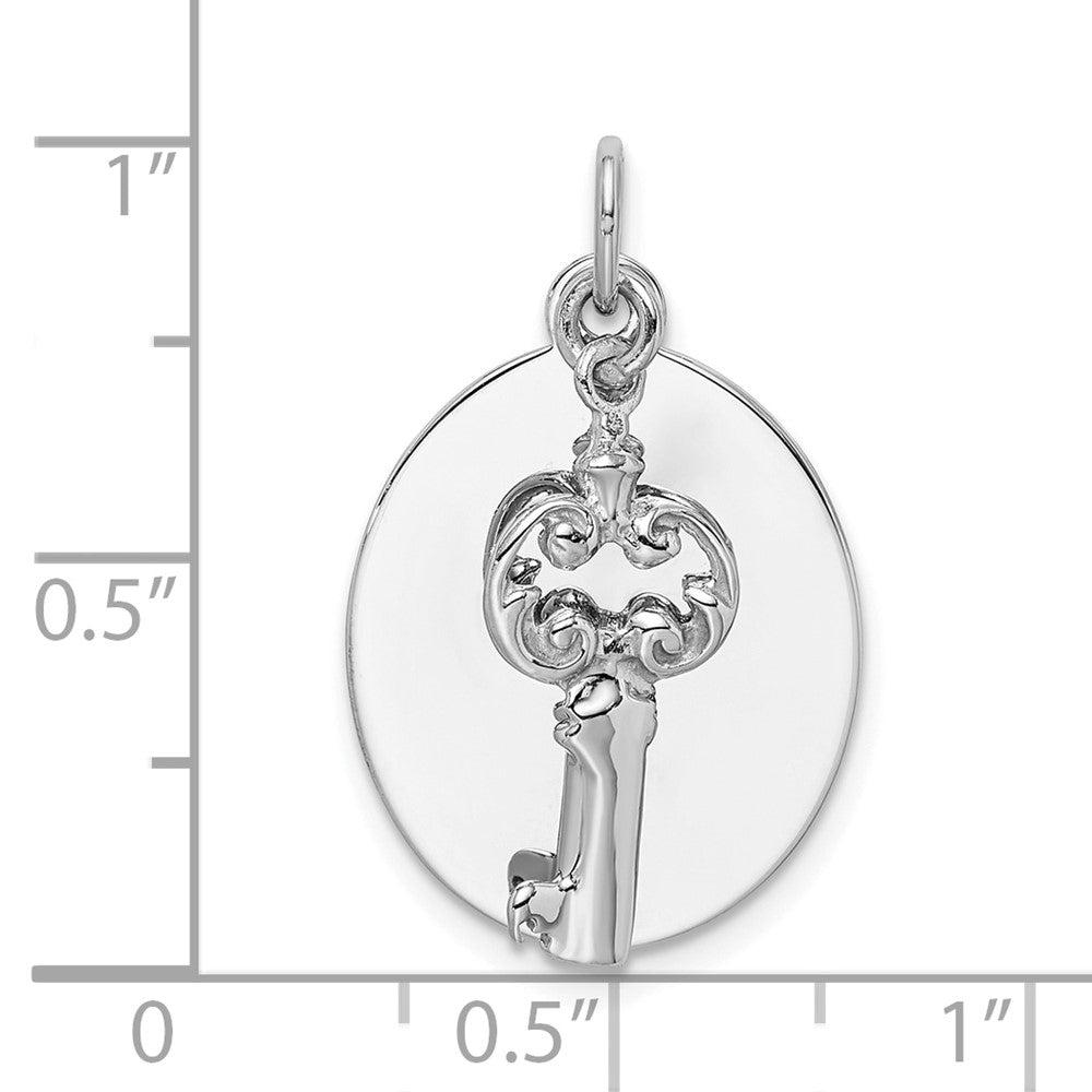 Sterling Silver Rhodium-plated key Charm QC227