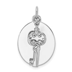 Sterling Silver Rhodium-plated key Charm QC227