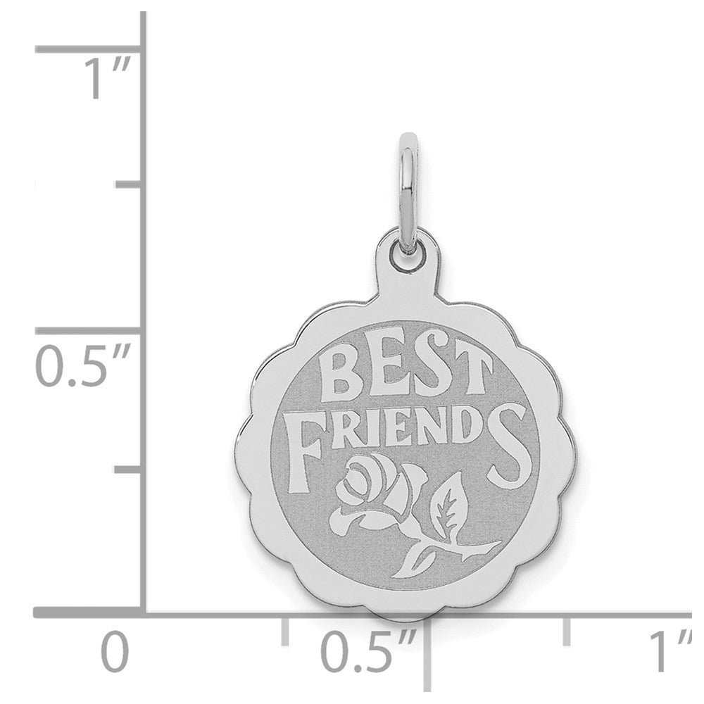 Sterling Silver Rhodium-plated Best Friends Disc Charm QC2335