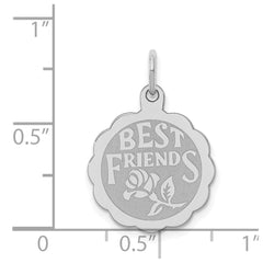 Sterling Silver Rhodium-plated Best Friends Disc Charm QC2335