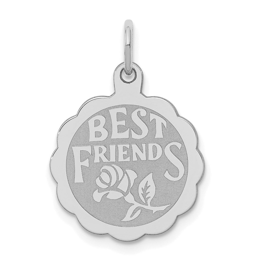 Sterling Silver Rhodium-plated Best Friends Disc Charm QC2335