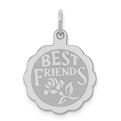 Sterling Silver Rhodium-plated Best Friends Disc Charm QC2335