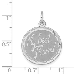 Sterling Silver Rhodium-plated My Best Friend Disc Charm QC2339