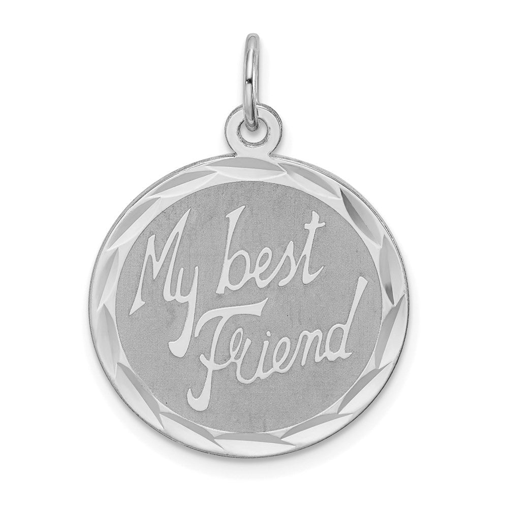 Sterling Silver Rhodium-plated My Best Friend Disc Charm QC2339