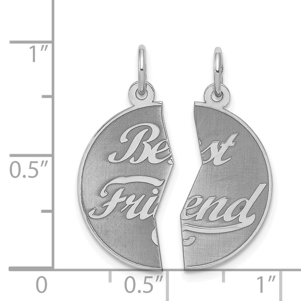 Sterling Silver Rhodium-plated 2-piece Best Friend Disc Charm QC2340