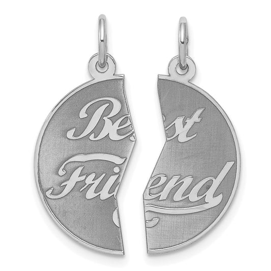 Sterling Silver Rhodium-plated 2-piece Best Friend Disc Charm QC2340