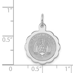 Sterling Silver Rhodium-plated My Confirmation Disc Charm QC2383