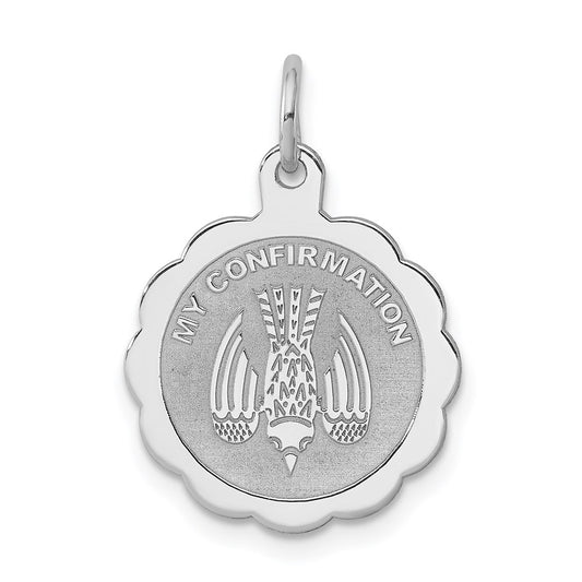Sterling Silver Rhodium-plated My Confirmation Disc Charm QC2383