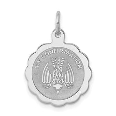 Sterling Silver Rhodium-plated My Confirmation Disc Charm QC2383
