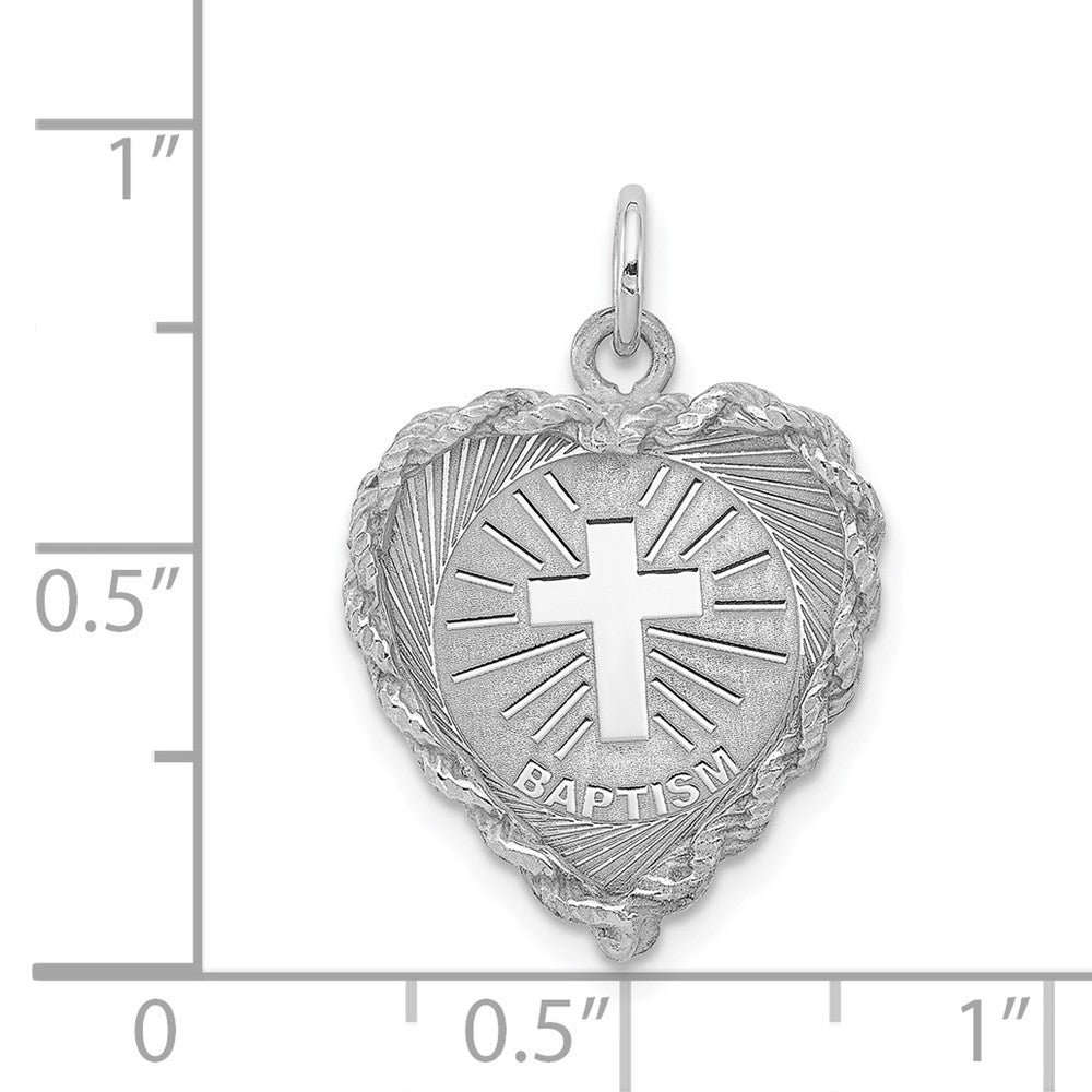Sterling Silver Rhodium-plated Baptism Disc Charm QC2384