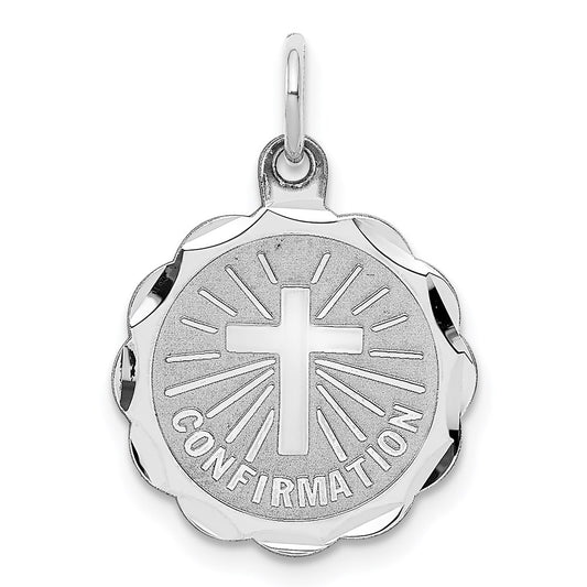 Sterling Silver Rhodium-plated Confirmation Disc Charm QC2388