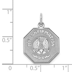 Sterling Silver Rhodium-plated My Confirmation Disc Charm QC2394