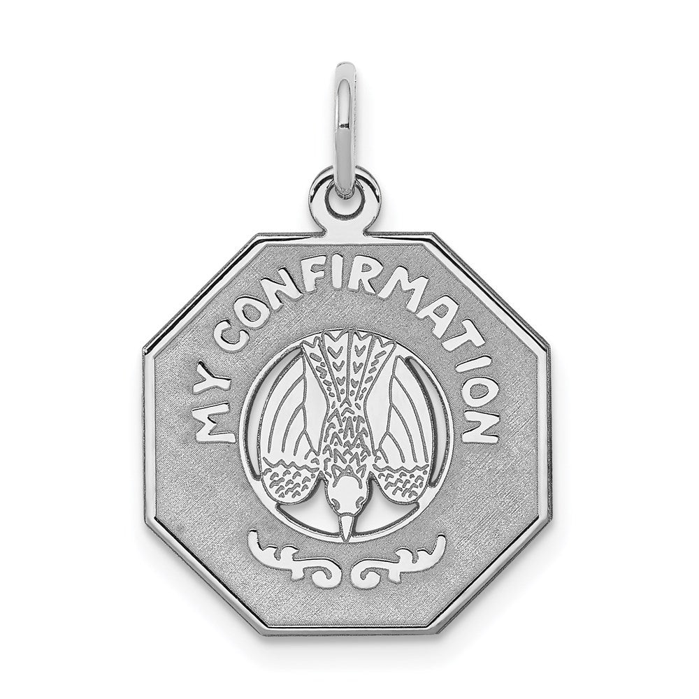 Sterling Silver Rhodium-plated My Confirmation Disc Charm QC2394