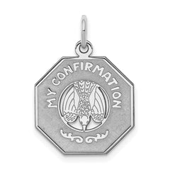 Sterling Silver Rhodium-plated My Confirmation Disc Charm QC2394