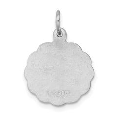 Sterling Silver Rhodium-plated Baptism Disc Charm QC2396