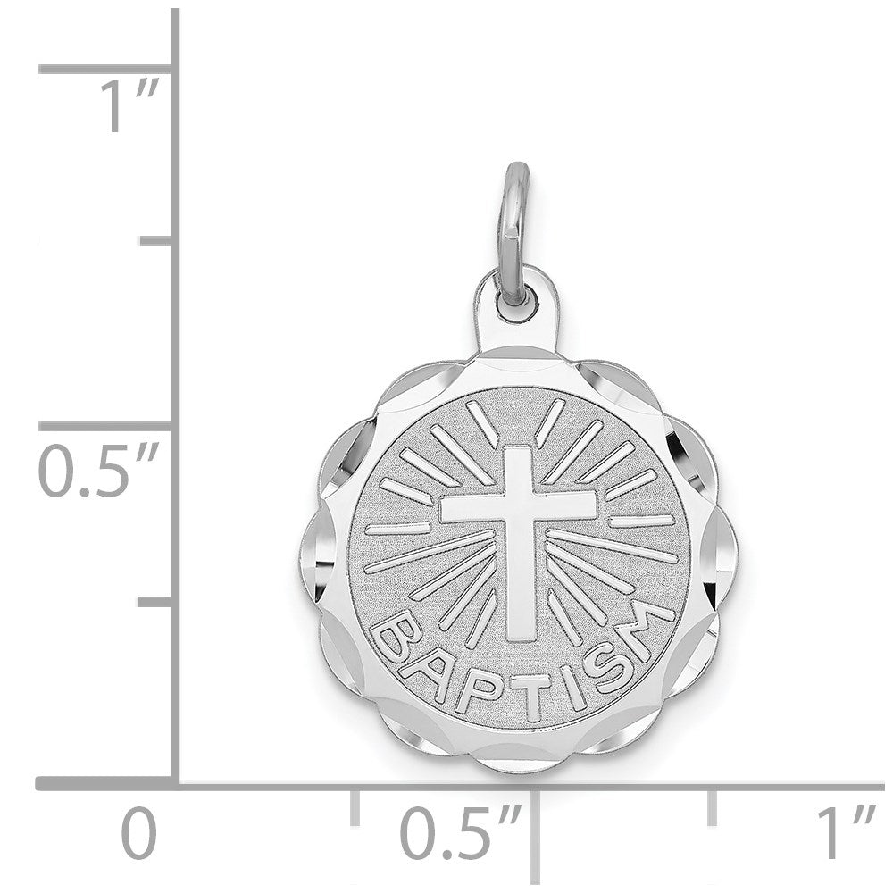 Sterling Silver Rhodium-plated Baptism Disc Charm QC2396