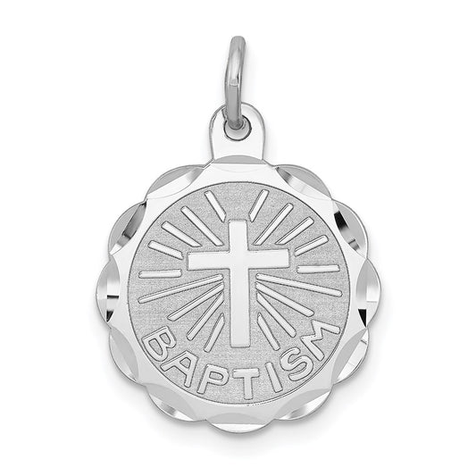 Sterling Silver Rhodium-plated Baptism Disc Charm QC2396