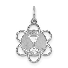 Sterling Silver Rhodium-plated Holy Communion Disc Charm QC2398