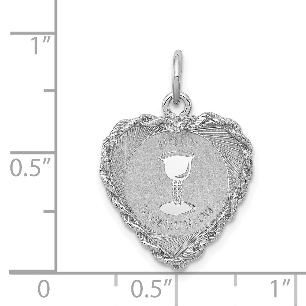 Sterling Silver Rhodium-plated Holy Communion Disc Charm QC2401