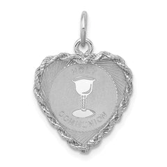 Sterling Silver Rhodium-plated Holy Communion Disc Charm QC2401