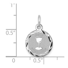 Sterling Silver Rhodium-plated Holy Communion Disc Charm QC2402