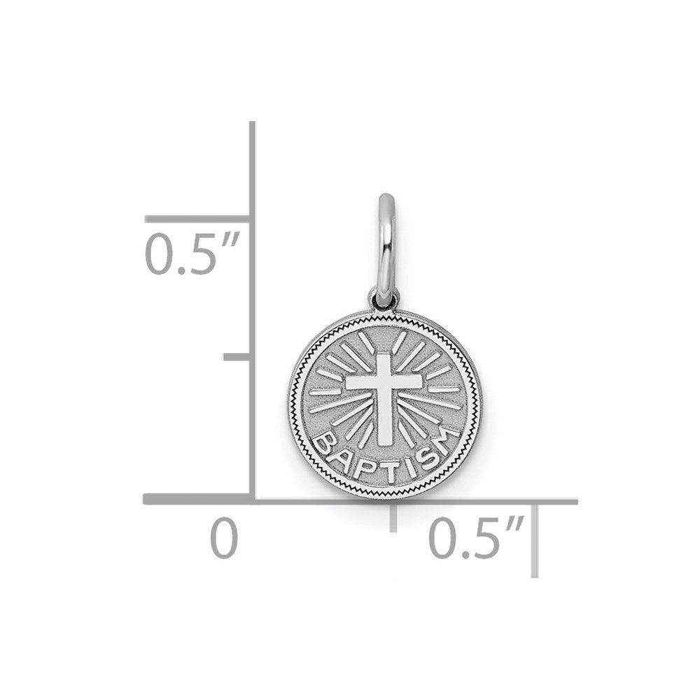 Sterling Silver Rhodium-plated Baptism Disc Charm QC2403