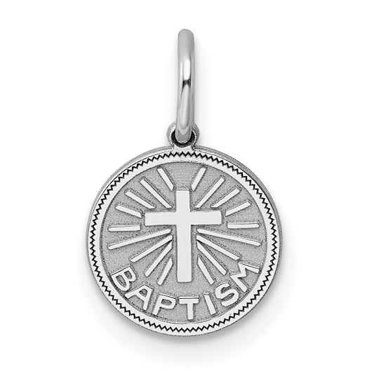 Sterling Silver Rhodium-plated Baptism Disc Charm QC2403