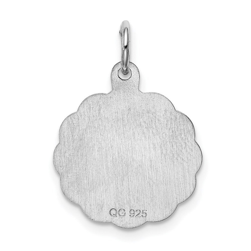 Sterling Silver Rhodium-plated Praying Hands Disc Charm QC2409