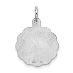 Sterling Silver Rhodium-plated Praying Hands Disc Charm QC2409