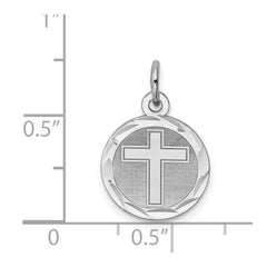 Sterling Silver Rhodium-plated Cross Disc Charm QC2410