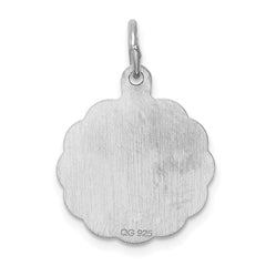 Sterling Silver Rhodium-plated Jesus Loves Me Disc Charm QC2412