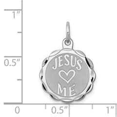 Sterling Silver Rhodium-plated Jesus Loves Me Disc Charm QC2412