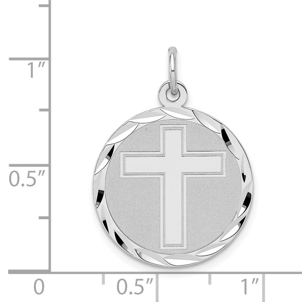Sterling Silver Rhodium-plated Cross Disc Charm QC2413