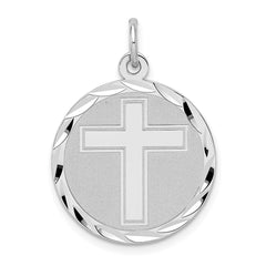 Sterling Silver Rhodium-plated Cross Disc Charm QC2413